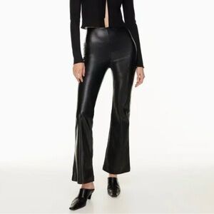 Aritzia Black Flare Leather Pants